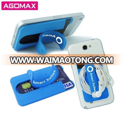 7 days delivery printing decoration silicone stand with card pocket