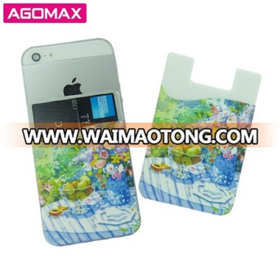 3M sticky cell phone card holder silicone mobile smart pocket